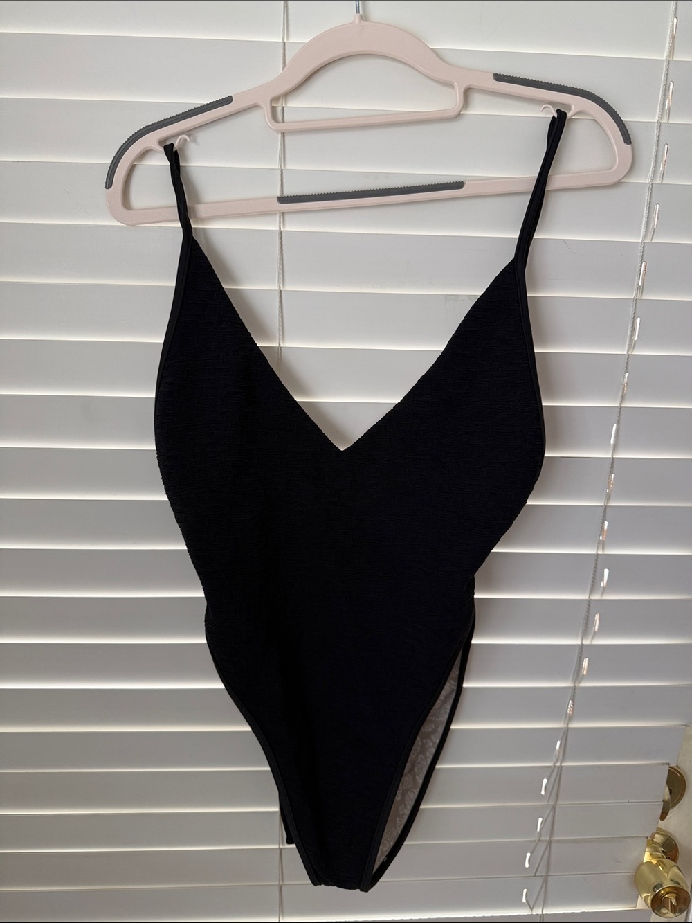 Free-est Sleek Black V-Neck One-Piece Swimsuit